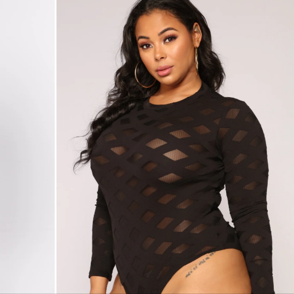 Fashion Nova Black Sheer Bodysuit